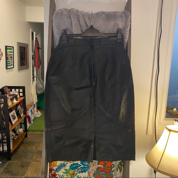Vintage Leather Skirt - Picture 1 of 6